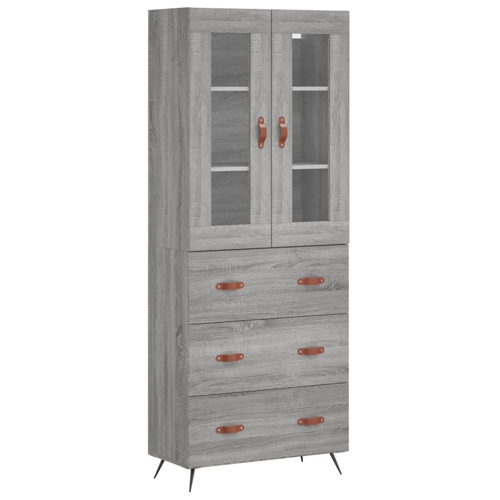 vidaXL Ντουλάπι Γκρι Sonoma 69,5 x 34 x 180 εκ. Επεξεργασμένο Ξύλο