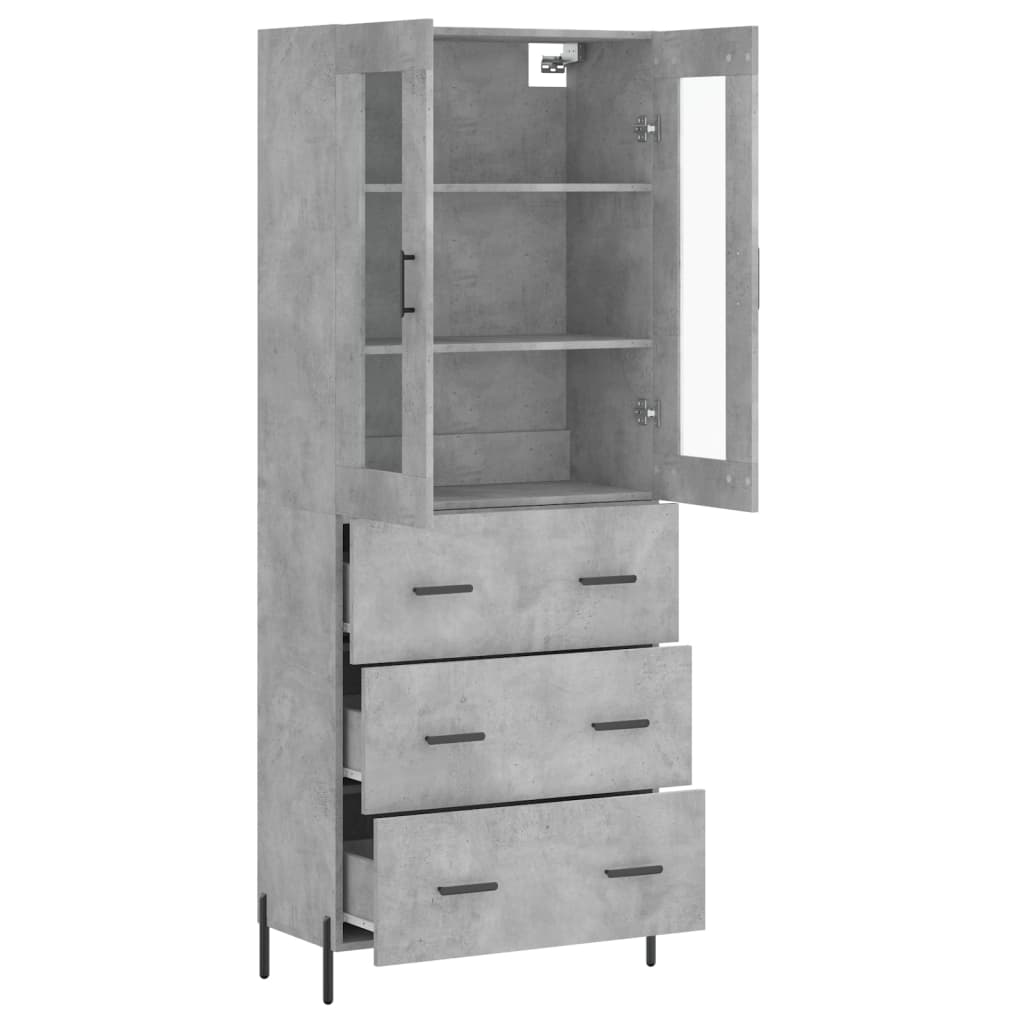 vidaXL Ντουλάπι Γκρι Σκυροδέματος 69,5x34x180 εκ. Επεξεργασμένο Ξύλο