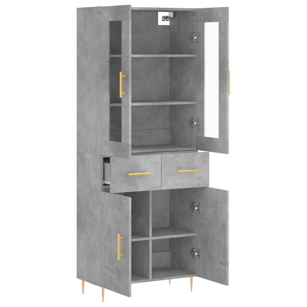 vidaXL Ντουλάπι Γκρι Σκυροδέματος 69,5x34x180 εκ. Επεξεργασμένο Ξύλο