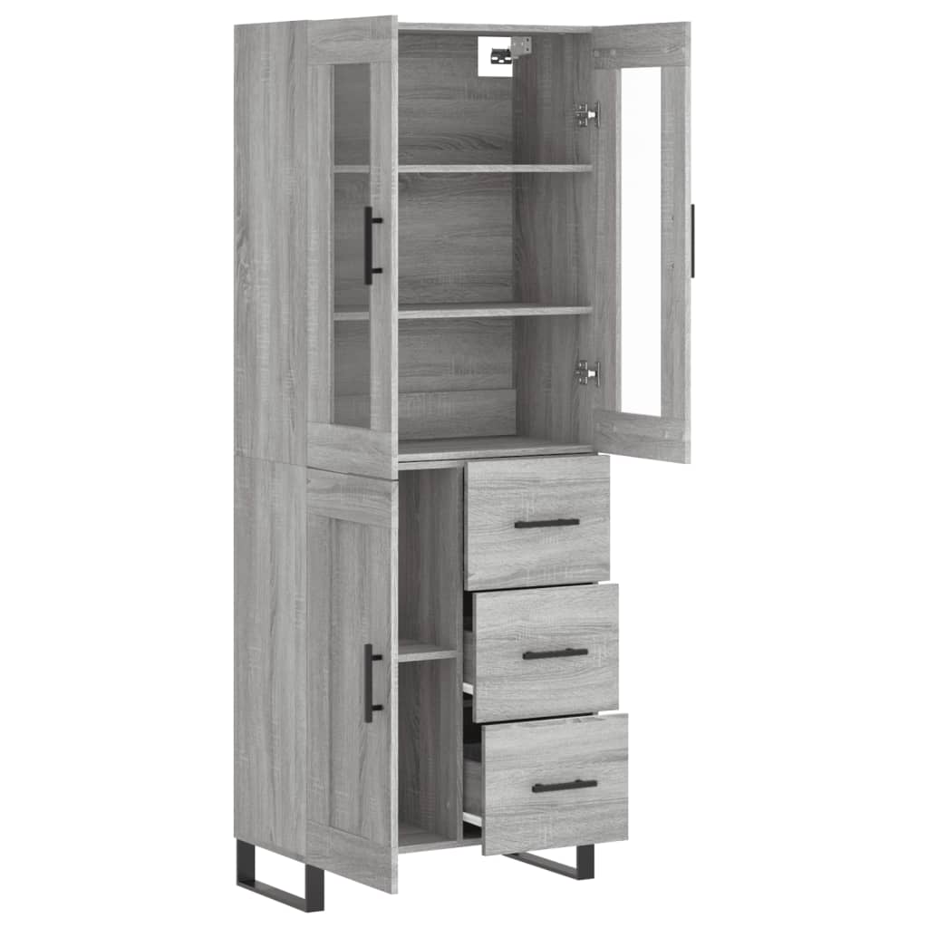 vidaXL Ντουλάπι Γκρι Sonoma 69,5 x 34 x 180 εκ. Επεξεργασμένο Ξύλο