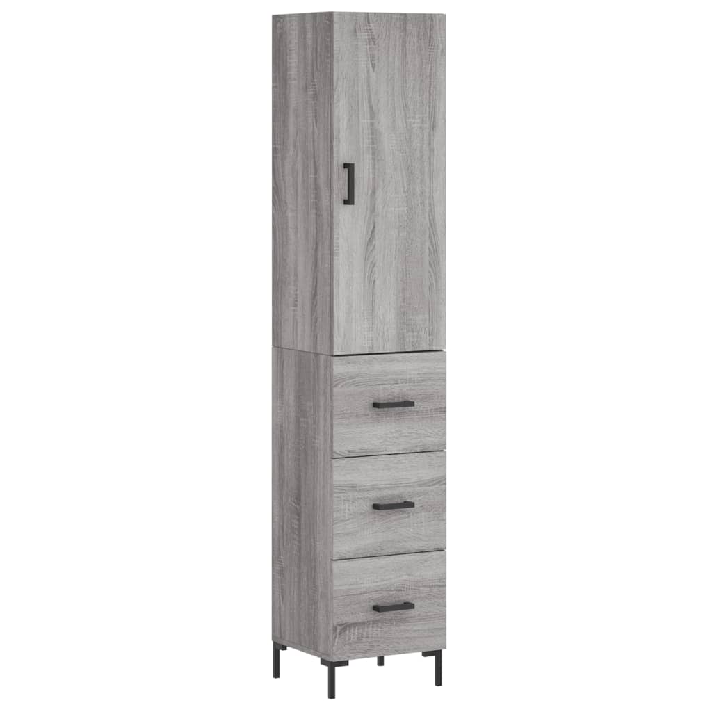 vidaXL Μπουφές Sonoma Γκρι 34,5 x 34 x 180 εκ. από Επεξεργασμένο Ξύλο