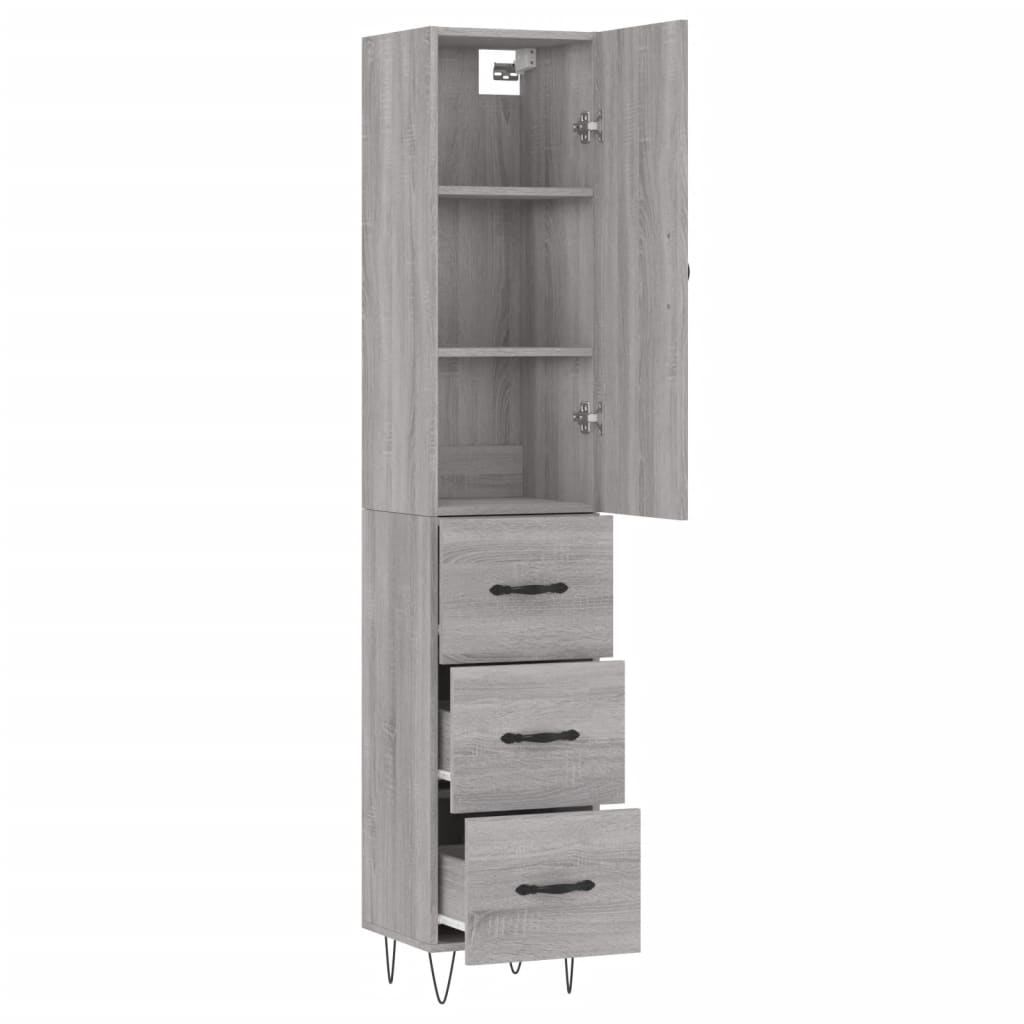vidaXL Μπουφές Sonoma Γκρι 34,5 x 34 x 180 εκ. από Επεξεργασμένο Ξύλο