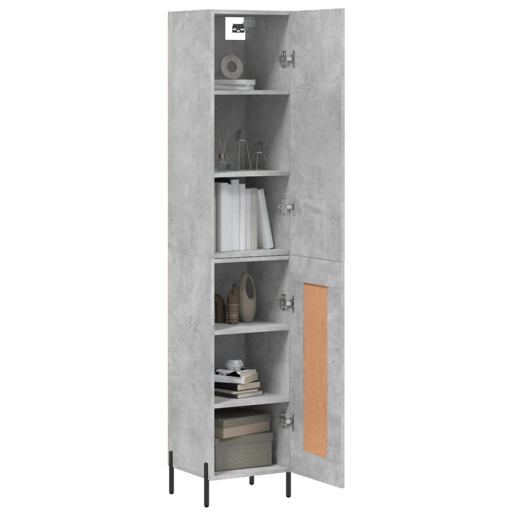vidaXL Ντουλάπι Γκρι Σκυροδέματος 34,5x34x180 εκ. Επεξεργασμένο Ξύλο