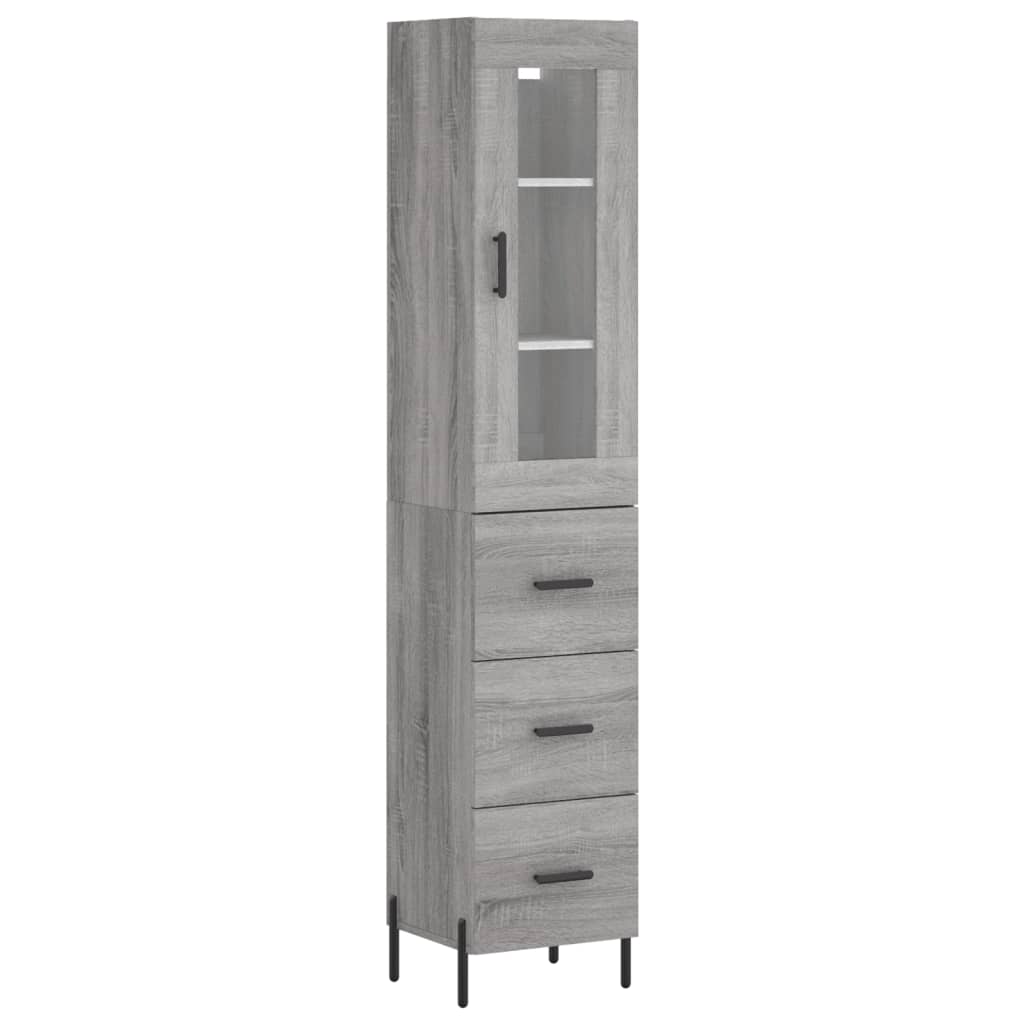 vidaXL Μπουφές Sonoma Γκρι 34,5 x 34 x 180 εκ. από Επεξεργασμένο Ξύλο