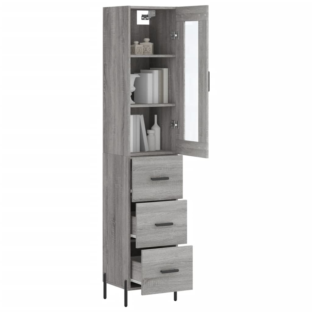vidaXL Μπουφές Sonoma Γκρι 34,5 x 34 x 180 εκ. από Επεξεργασμένο Ξύλο