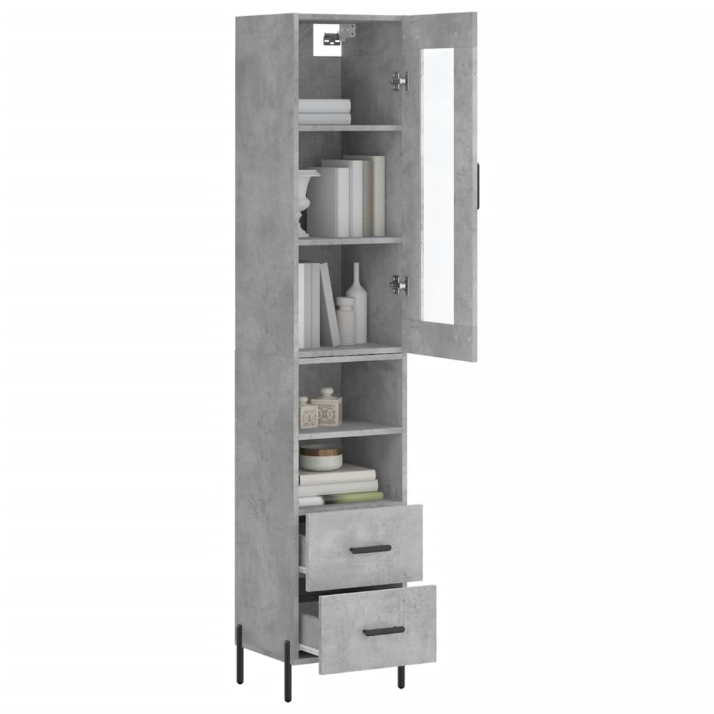 vidaXL Ντουλάπι Γκρι Σκυροδέματος 34,5x34x180 εκ. Επεξεργασμένο Ξύλο