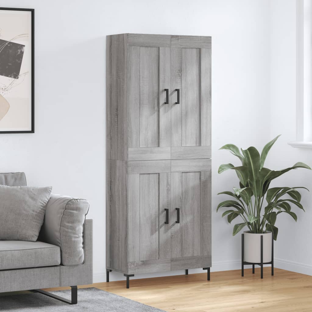 vidaXL Ντουλάπι Γκρι Sonoma 69,5 x 34 x 180 εκ. Επεξεργασμένο Ξύλο