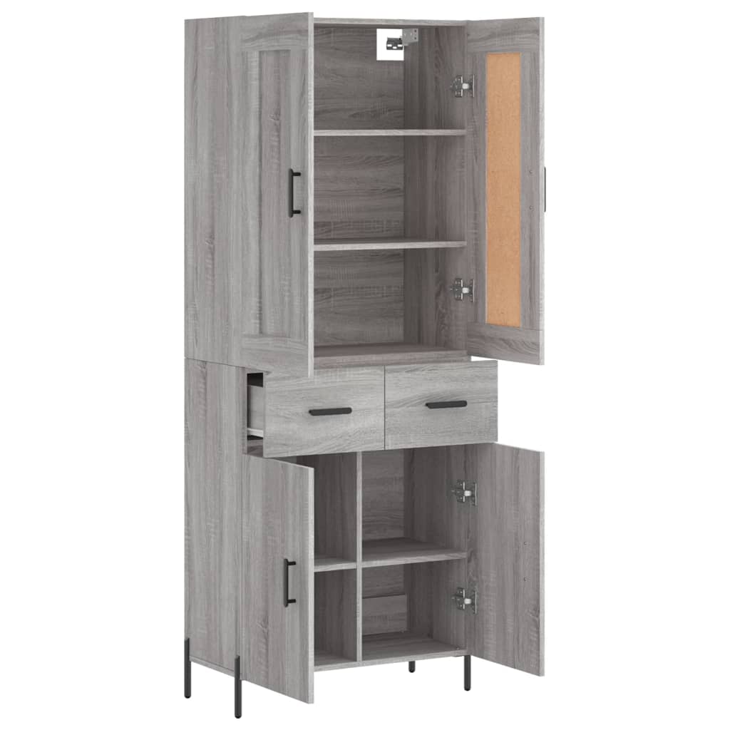 vidaXL Ντουλάπι Γκρι Sonoma 69,5 x 34 x 180 εκ. Επεξεργασμένο Ξύλο