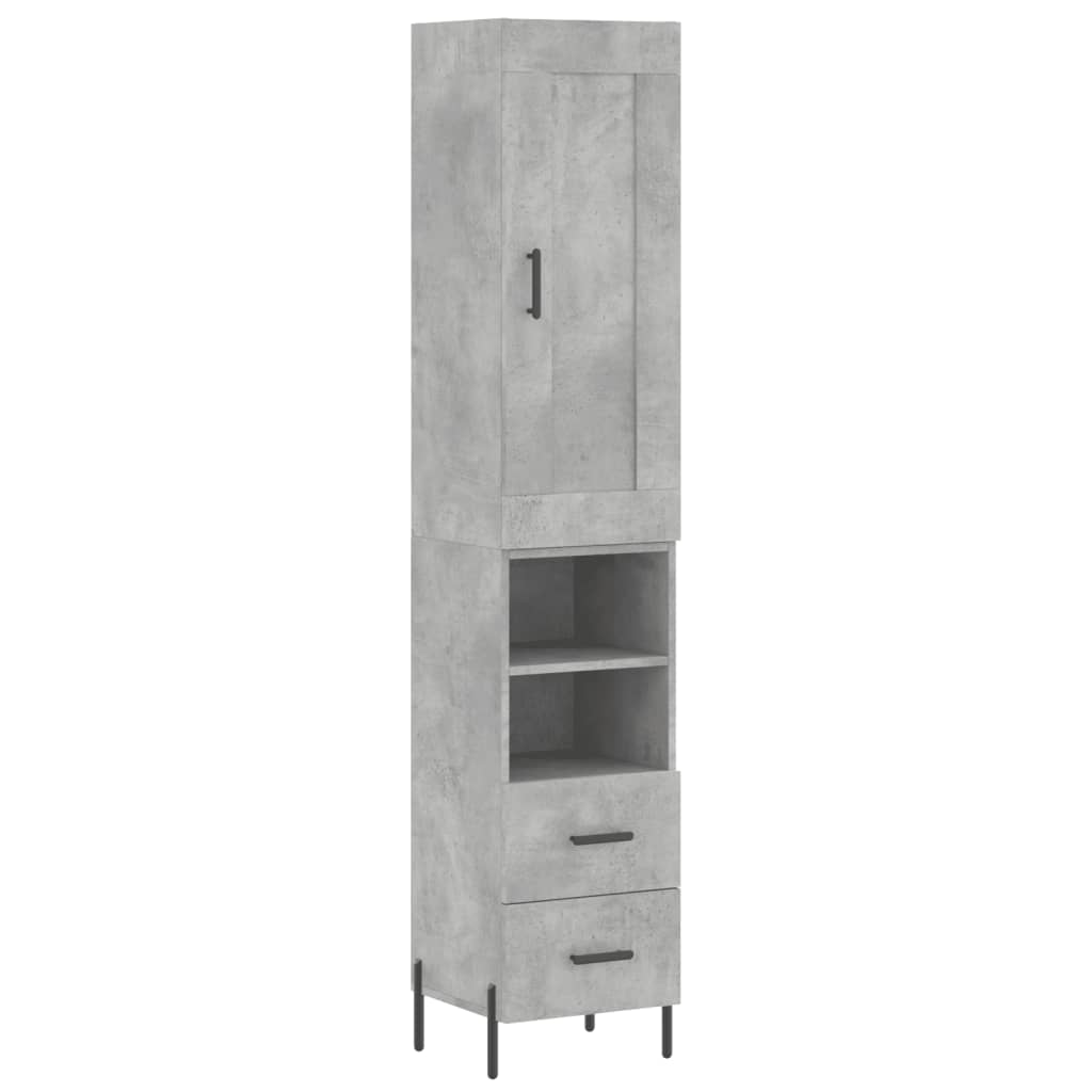 vidaXL Ντουλάπι Γκρι Σκυροδέματος 34,5x34x180 εκ. Επεξεργασμένο Ξύλο