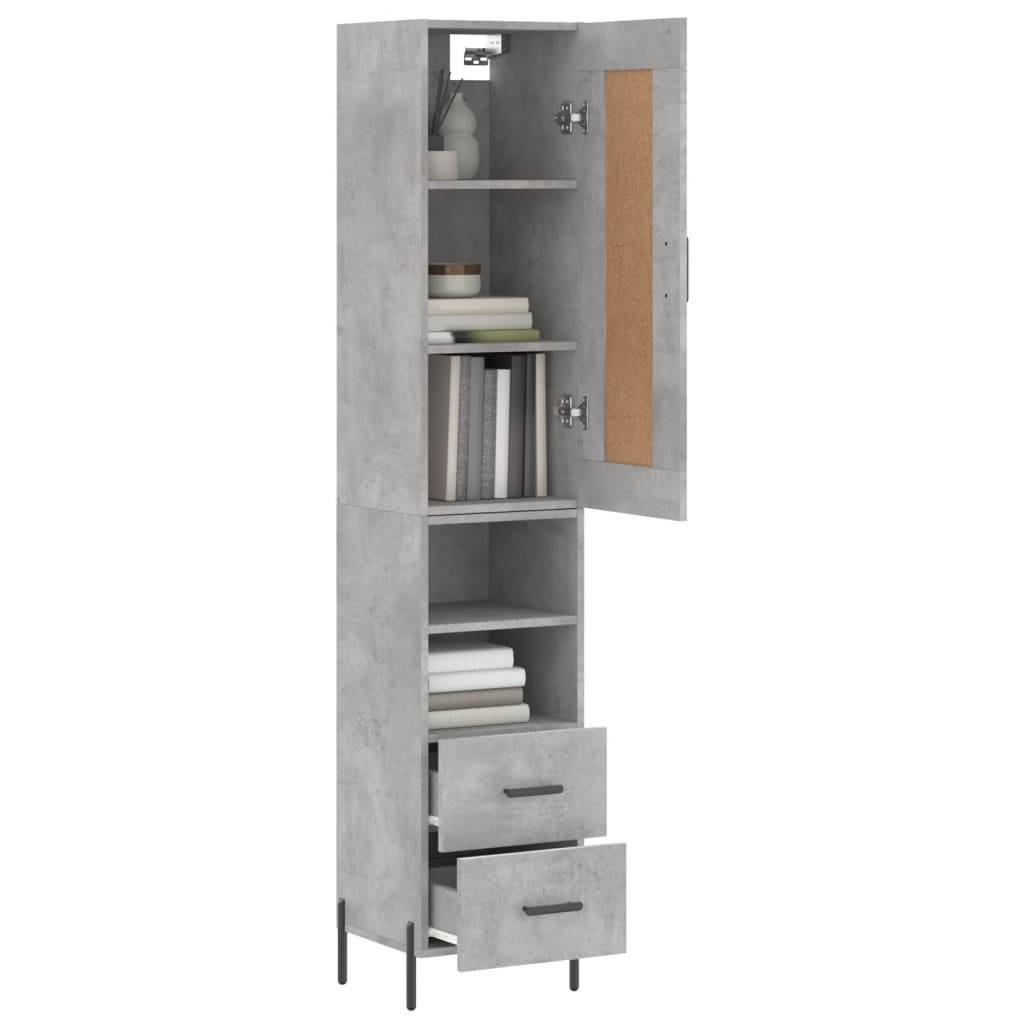 vidaXL Ντουλάπι Γκρι Σκυροδέματος 34,5x34x180 εκ. Επεξεργασμένο Ξύλο