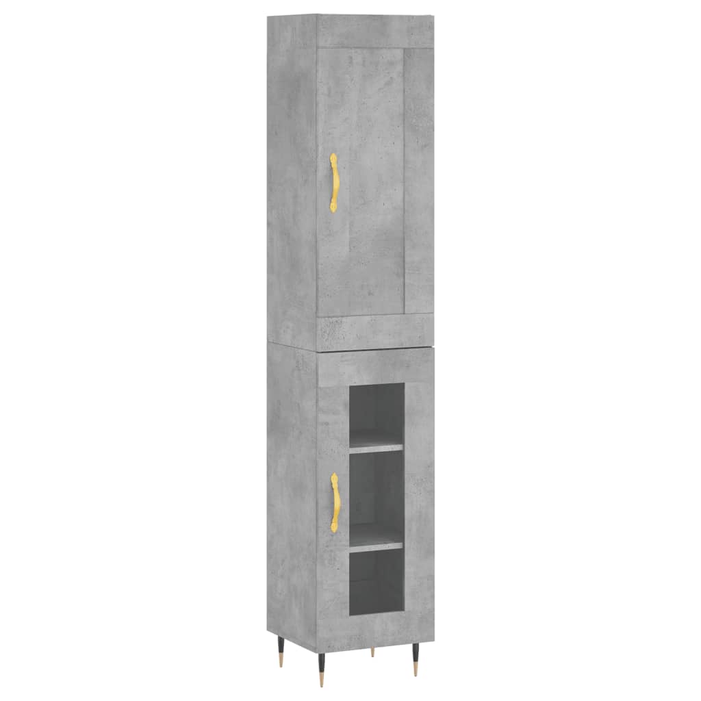 vidaXL Ντουλάπι Γκρι Σκυροδέματος 34,5x34x180 εκ. Επεξεργασμένο Ξύλο