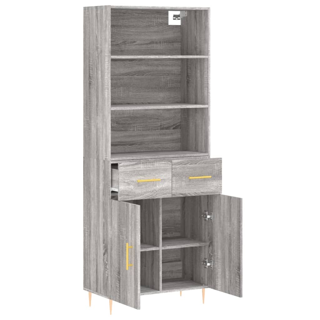 vidaXL Ντουλάπι Γκρι Sonoma 69,5 x 34 x 180 εκ. Επεξεργασμένο Ξύλο