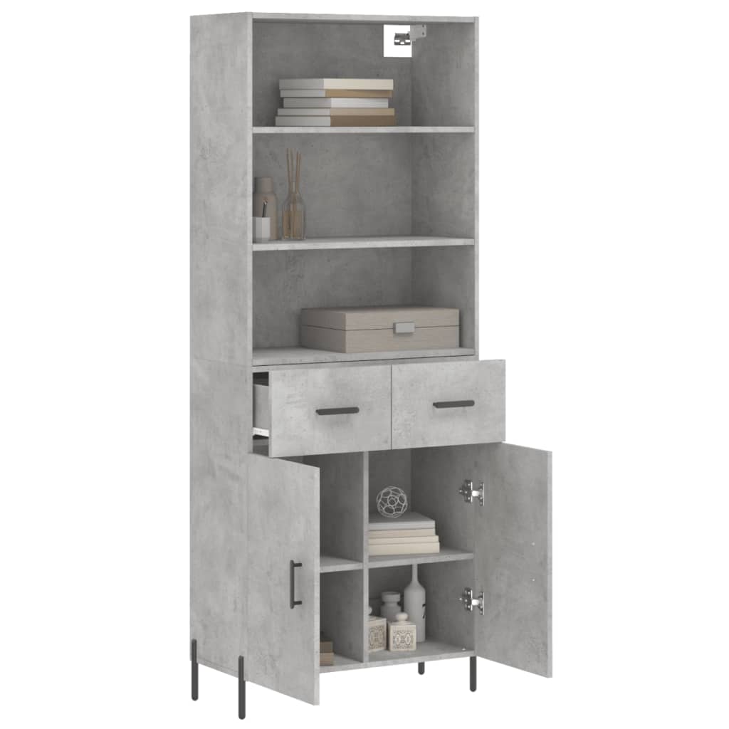 vidaXL Ντουλάπι Γκρι Σκυροδέματος 69,5x34x180 εκ. Επεξεργασμένο Ξύλο