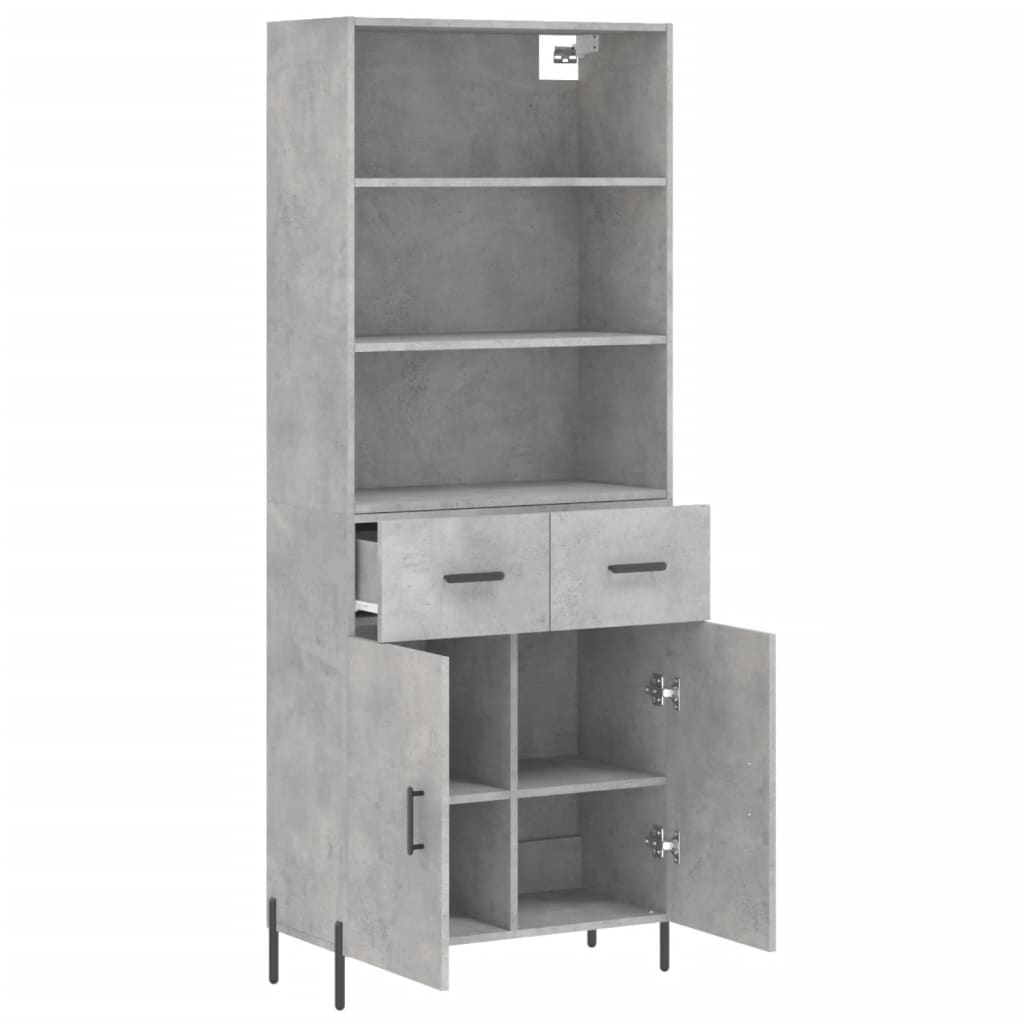 vidaXL Ντουλάπι Γκρι Σκυροδέματος 69,5x34x180 εκ. Επεξεργασμένο Ξύλο