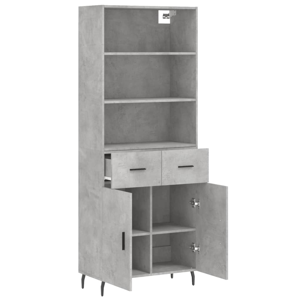 vidaXL Ντουλάπι Γκρι Σκυροδέματος 69,5x34x180 εκ. Επεξεργασμένο Ξύλο