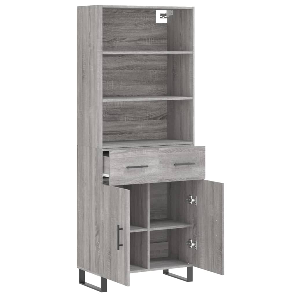 vidaXL Ντουλάπι Γκρι Sonoma 69,5 x 34 x 180 εκ. Επεξεργασμένο Ξύλο
