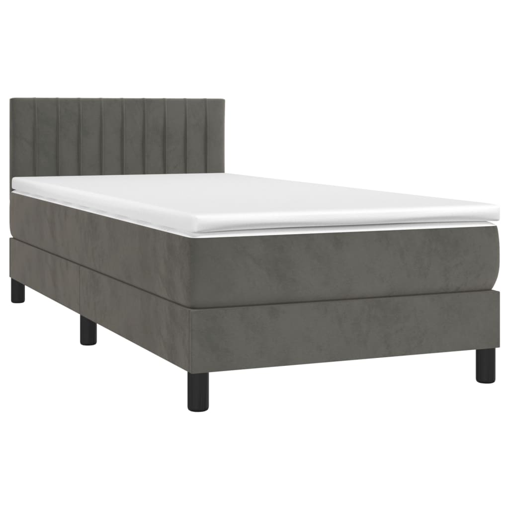 vidaXL Κρεβάτι Boxspring με Στρώμα Σκούρο Γκρι 80x200 εκ. Βελούδινο