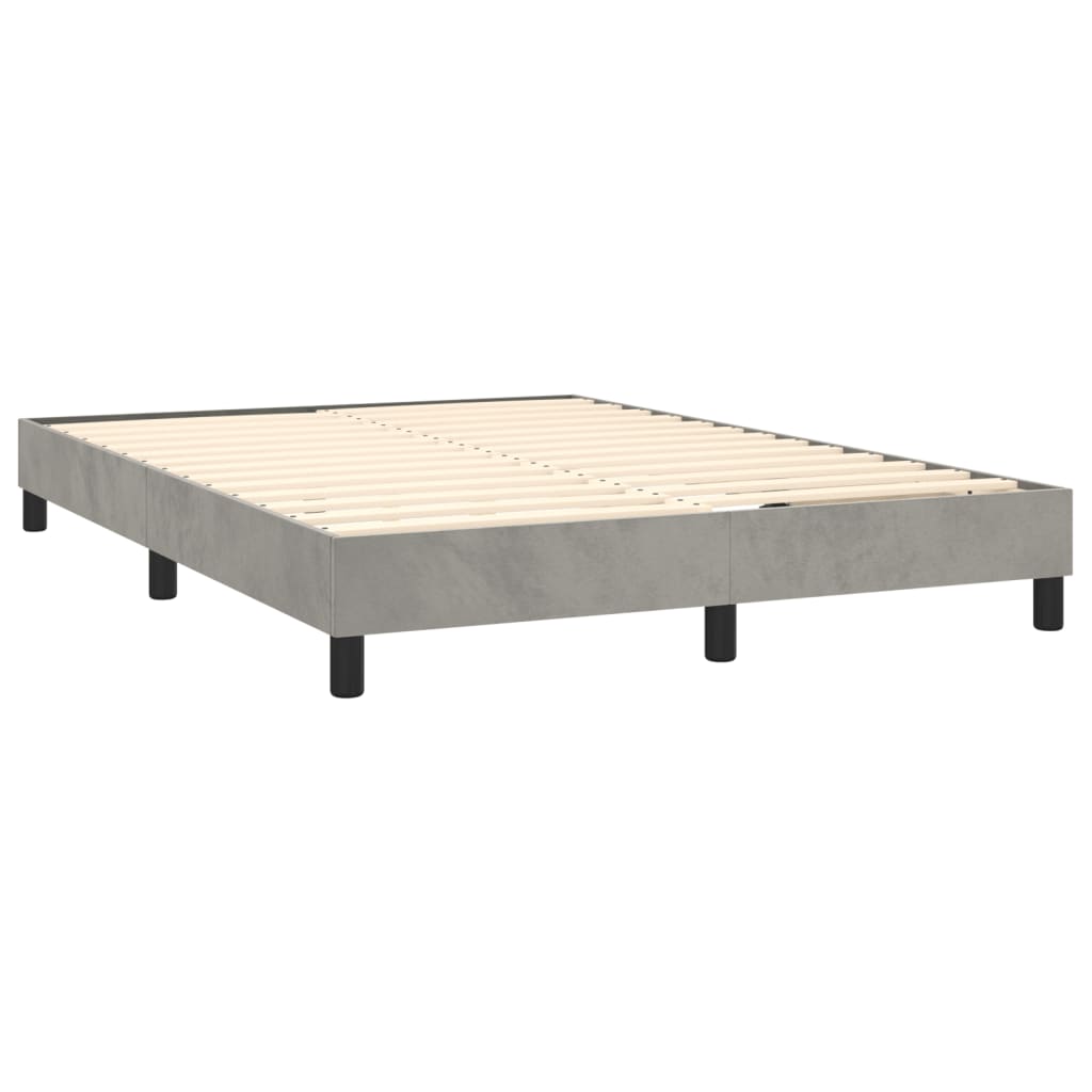 vidaXL Κρεβάτι Boxspring με Στρώμα Ανοιχτό Γκρι 140x190 εκ. Βελούδινο