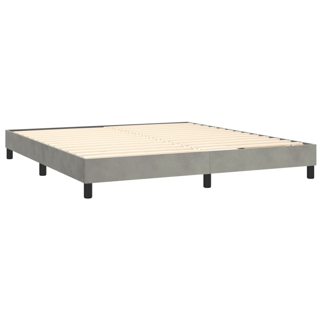 vidaXL Κρεβάτι Boxspring με Στρώμα Ανοιχτό Γκρι 180x200 εκ. Βελούδινο