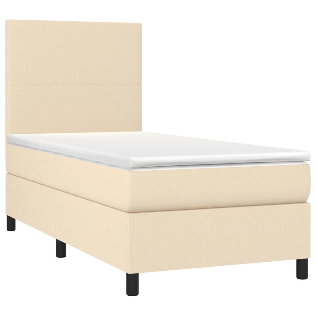 vidaXL Κρεβάτι Boxspring με Στρώμα Κρεμ 80 x 200 εκ. Υφασμάτινο