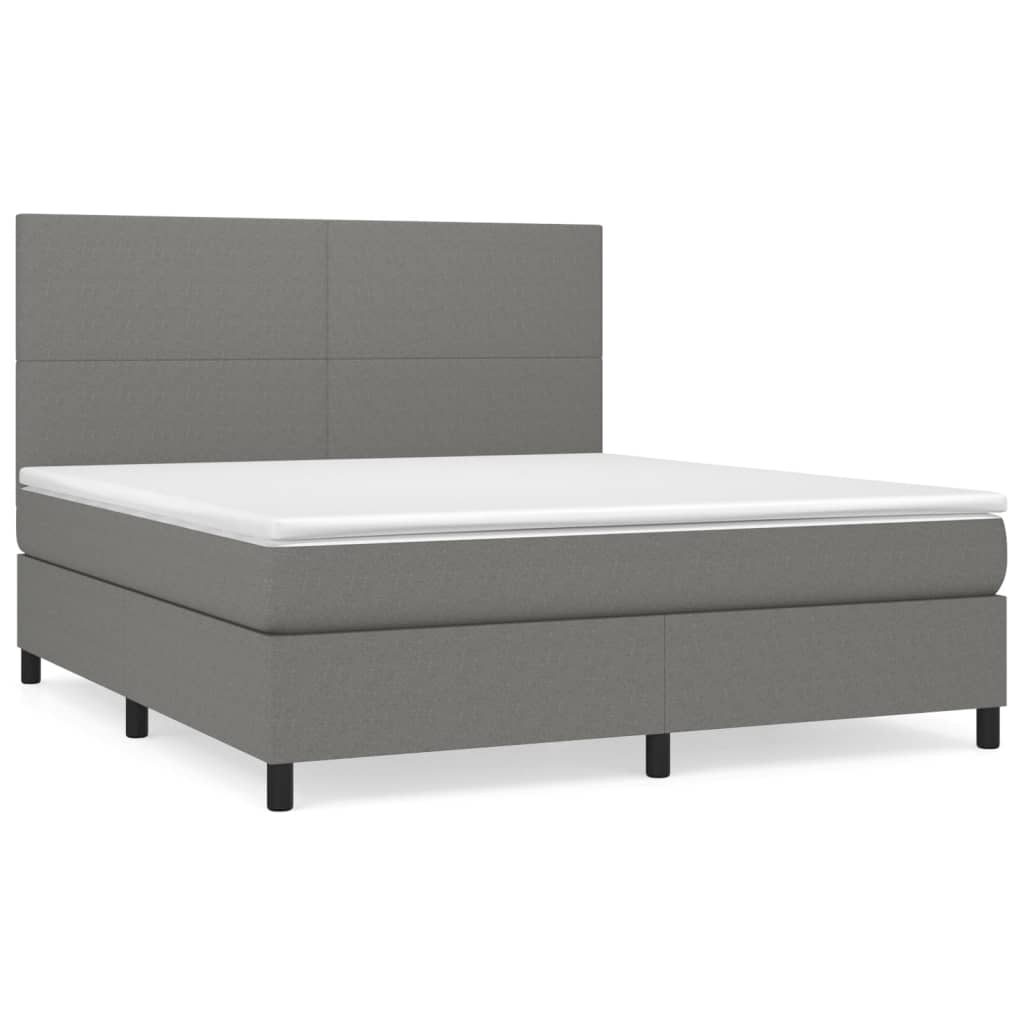 vidaXL Κρεβάτι Boxspring με Στρώμα Σκούρο Γκρι 180x200 εκ Υφασμάτιν