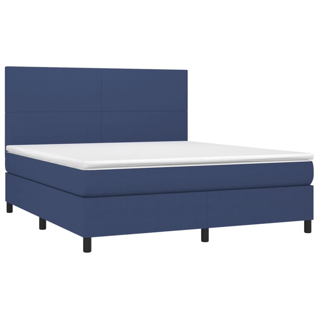 vidaXL Κρεβάτι Boxspring με Στρώμα Μπλε 180x200 εκ. Υφασμάτινο