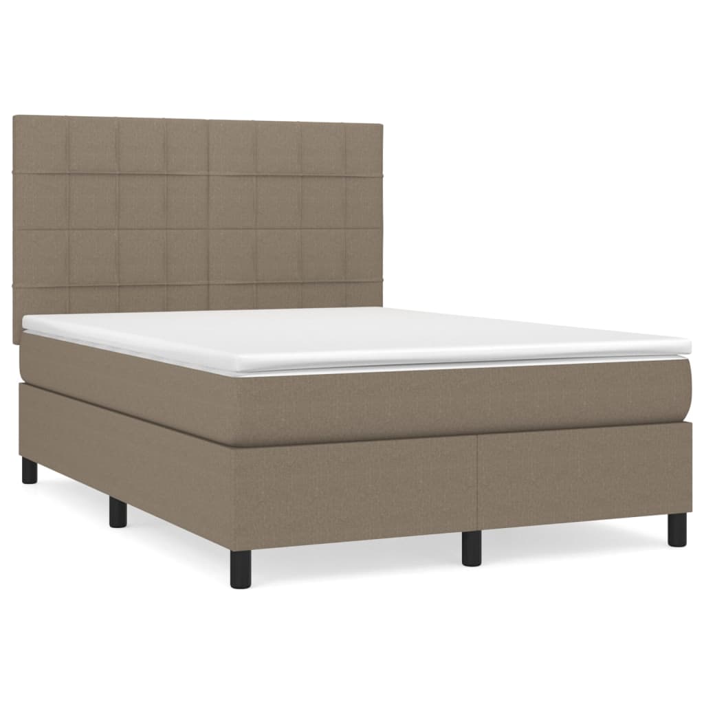 vidaXL Κρεβάτι Boxspring με Στρώμα Taupe 140x190 εκ. Υφασμάτινο
