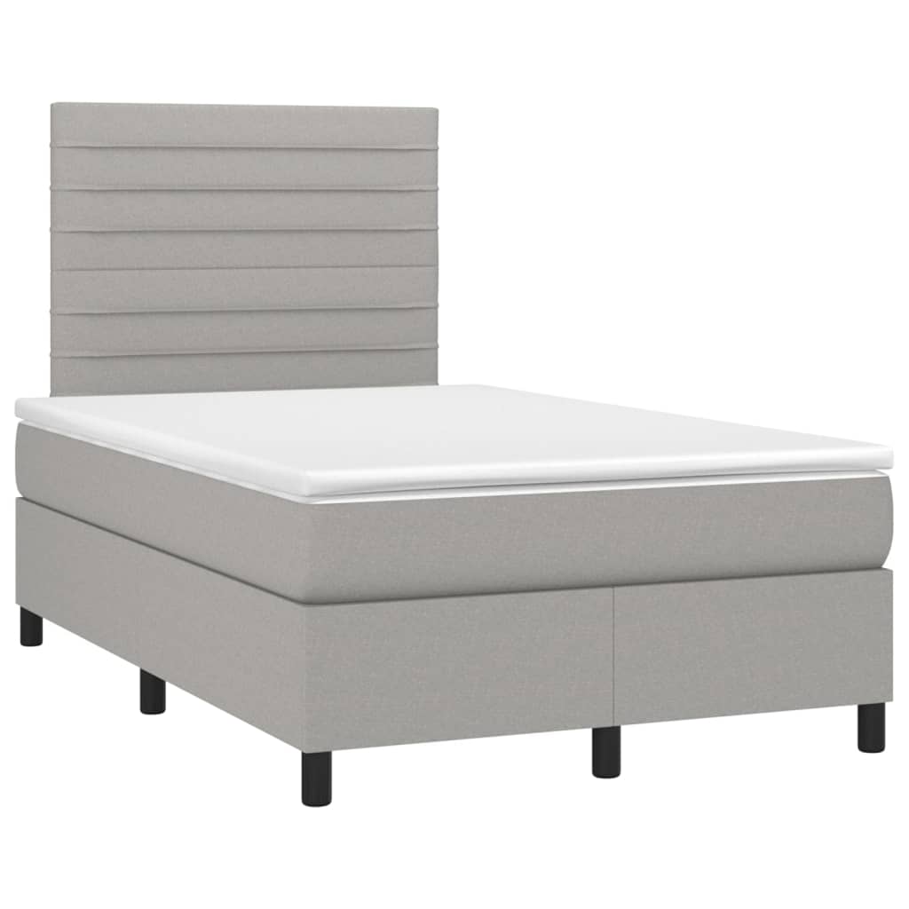 vidaXL Κρεβάτι Boxspring με Στρώμα Ανοιχτό Γκρι 120x200 εκ. Υφασμάτινο