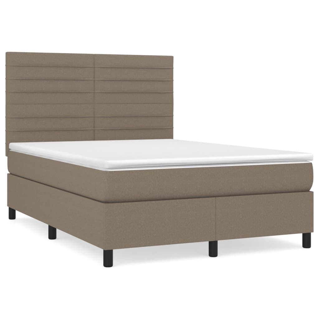 vidaXL Κρεβάτι Boxspring με Στρώμα Taupe 140x190 εκ. Υφασμάτινο