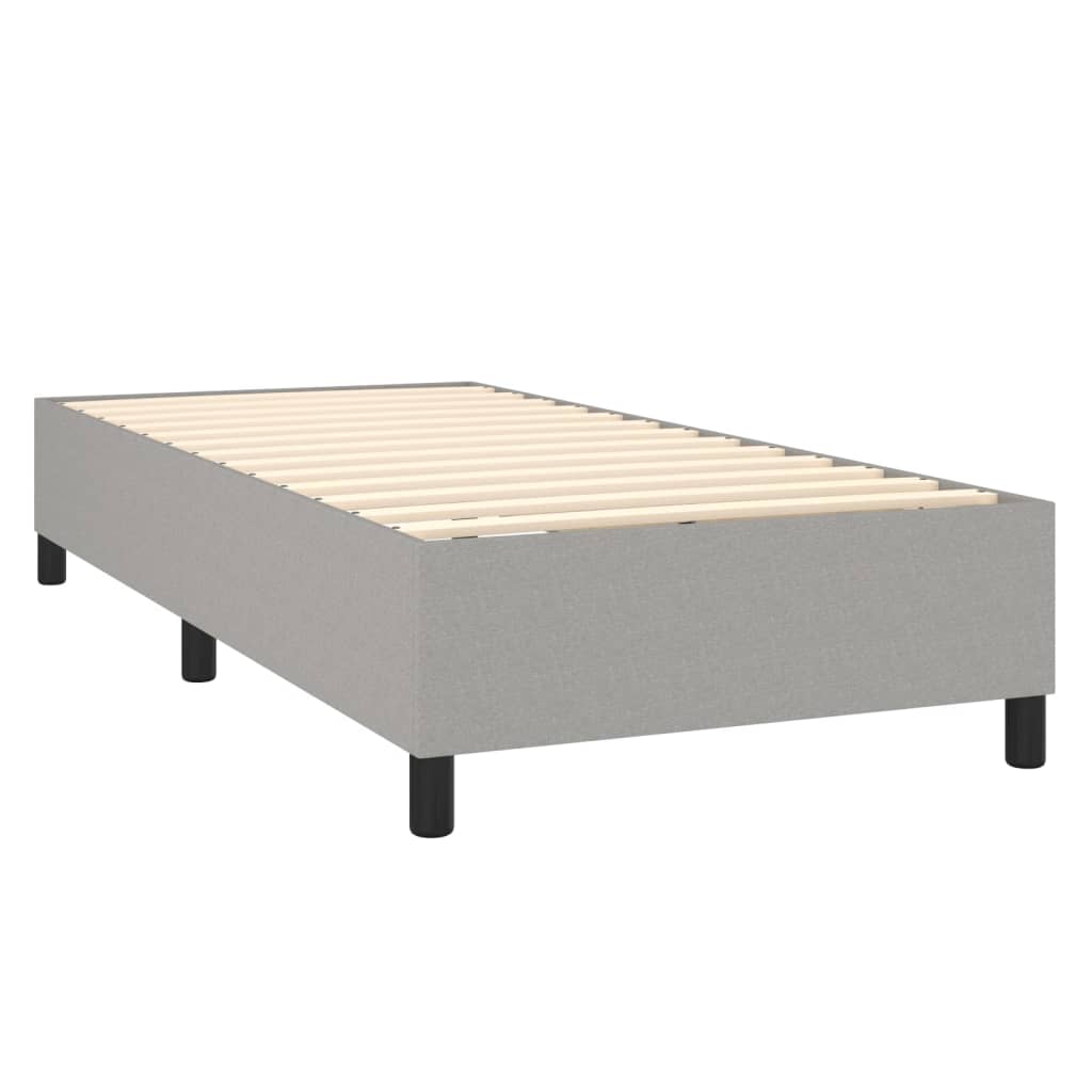 vidaXL Κρεβάτι Boxspring με Στρώμα Ανοιχτό Γκρι 90x200 εκ. Υφασμάτινο