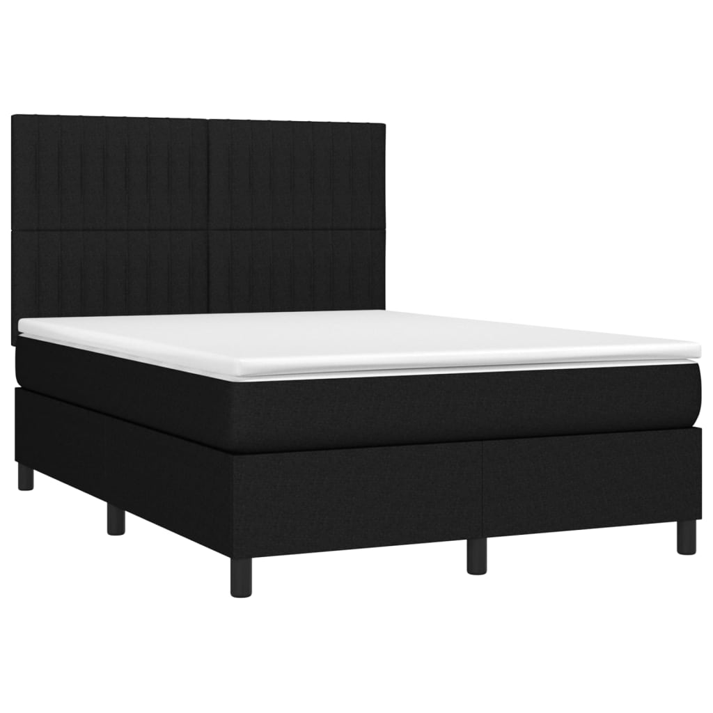 vidaXL Κρεβάτι Boxspring με Στρώμα Μαύρο 140x200 εκ. Υφασμάτινο