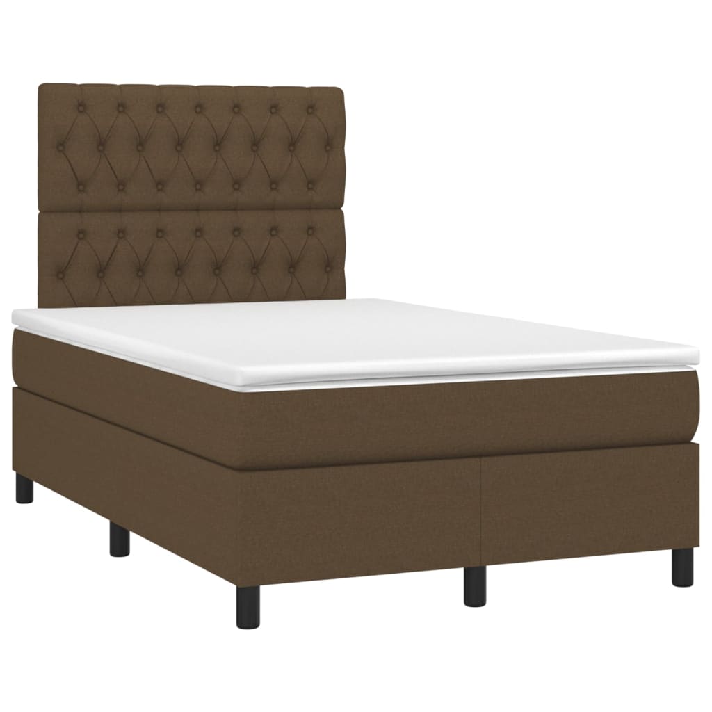 vidaXL Κρεβάτι Boxspring με Στρώμα Σκούρο Καφέ 120x200 εκ. Υφασμάτινο
