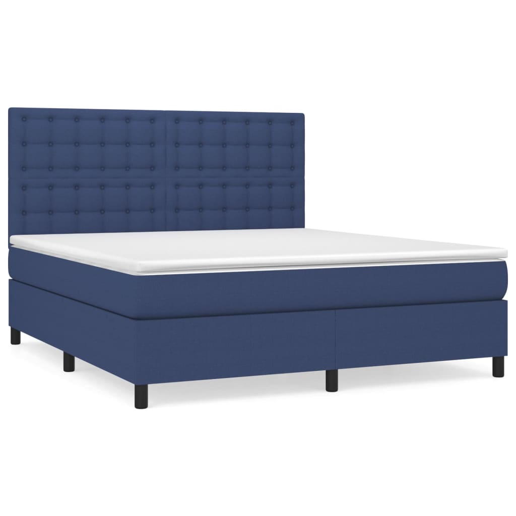 vidaXL Κρεβάτι Boxspring με Στρώμα Μπλε 160x200 εκ. Υφασμάτινο