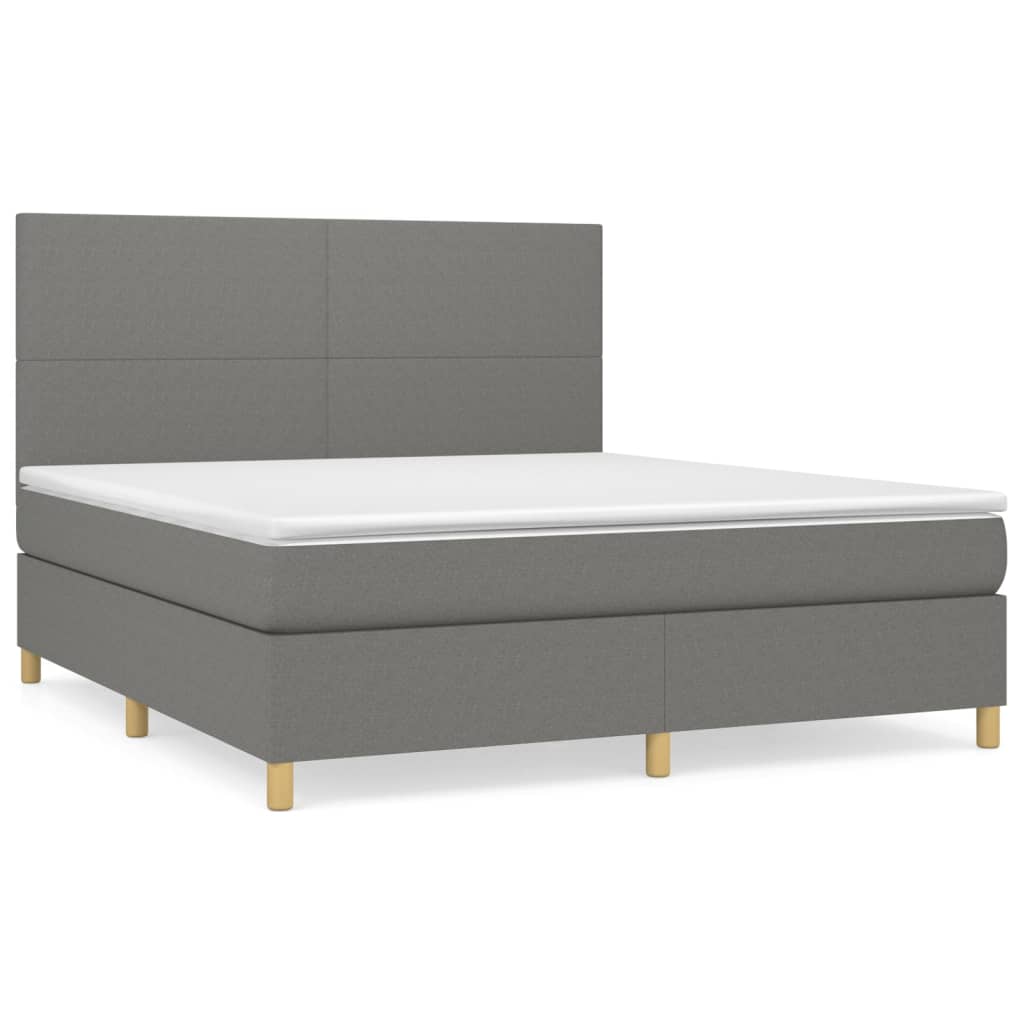 vidaXL Κρεβάτι Boxspring με Στρώμα Σκούρο Γκρι 180x200 εκ Υφασμάτιν