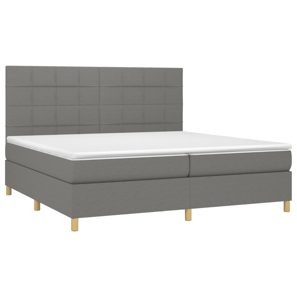 vidaXL Κρεβάτι Boxspring με Στρώμα Σκούρο Γκρι 200x200 εκ. Υφασμάτινο