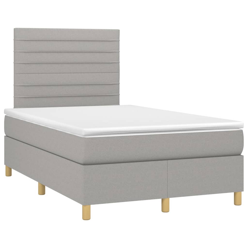 vidaXL Κρεβάτι Boxspring με Στρώμα Ανοιχτό Γκρι 120x200 εκ. Υφασμάτινο