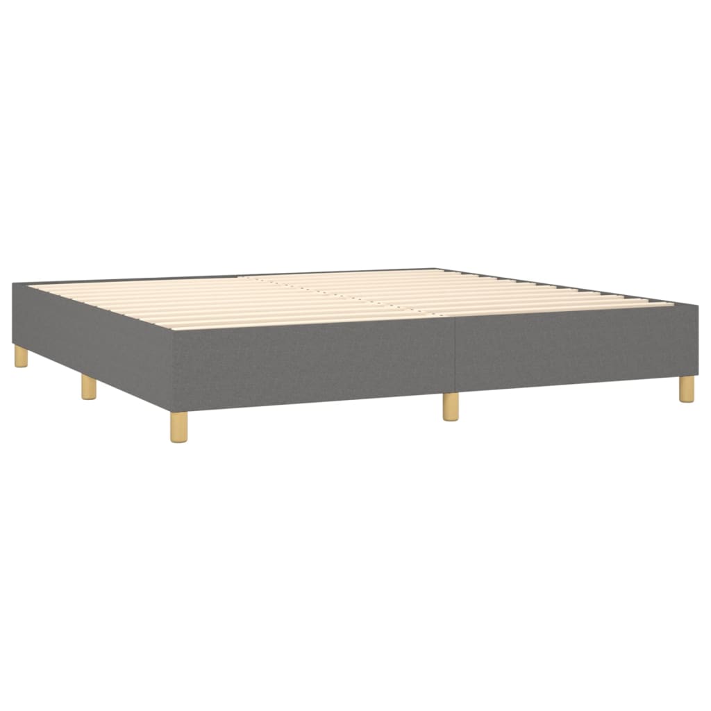 vidaXL Κρεβάτι Boxspring με Στρώμα Σκούρο Γκρι 200x200 εκ. Υφασμάτινο