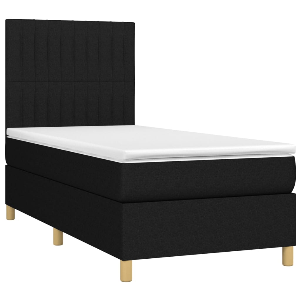 vidaXL Κρεβάτι Boxspring με Στρώμα Μαύρο 100 x 200 εκ. Υφασμάτινο