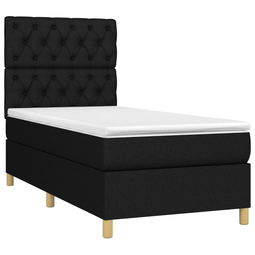 vidaXL Κρεβάτι Boxspring με Στρώμα Μαύρο 80 x 200 εκ. Υφασμάτινο