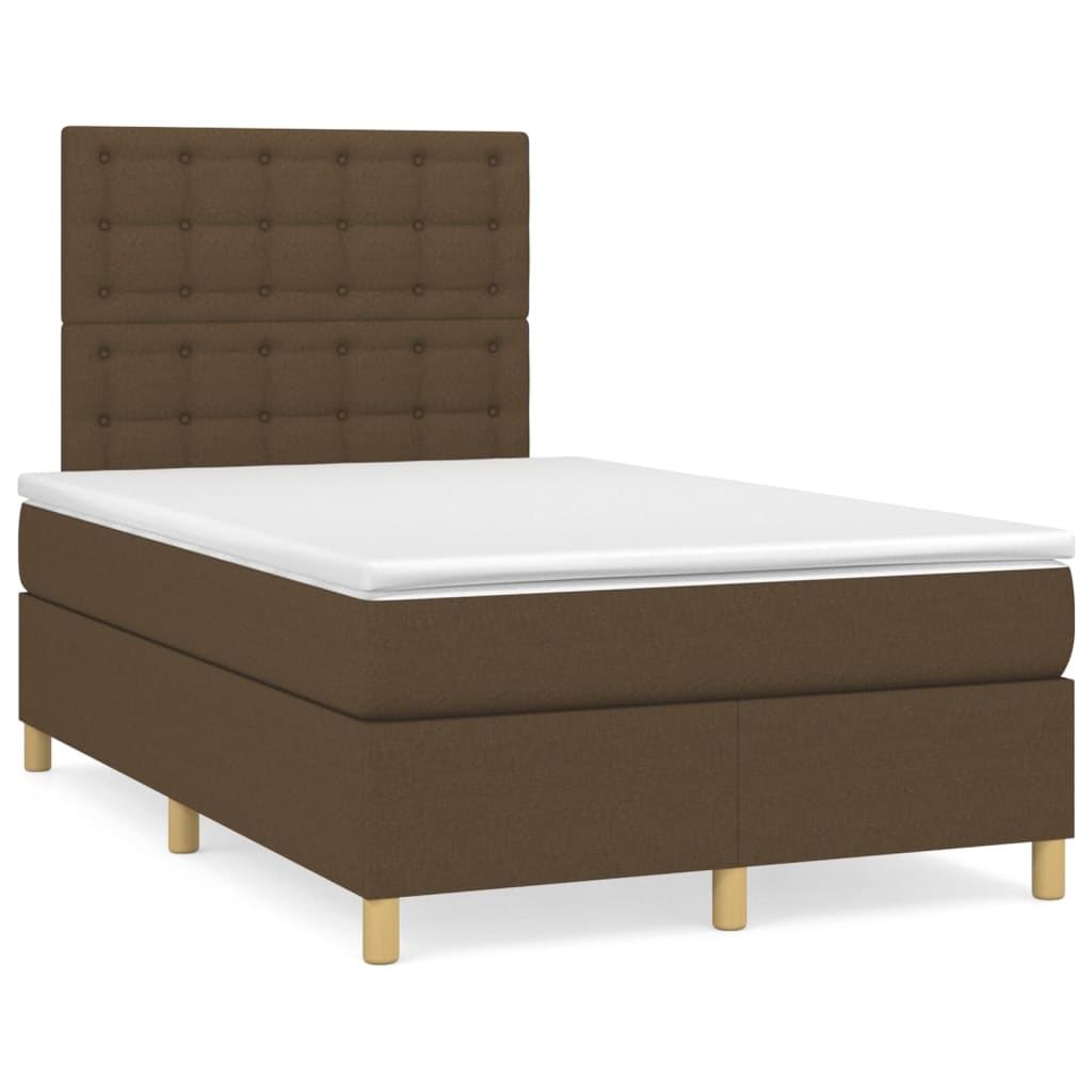 vidaXL Κρεβάτι Boxspring με Στρώμα Σκούρο Καφέ 120x200 εκ. Υφασμάτινο