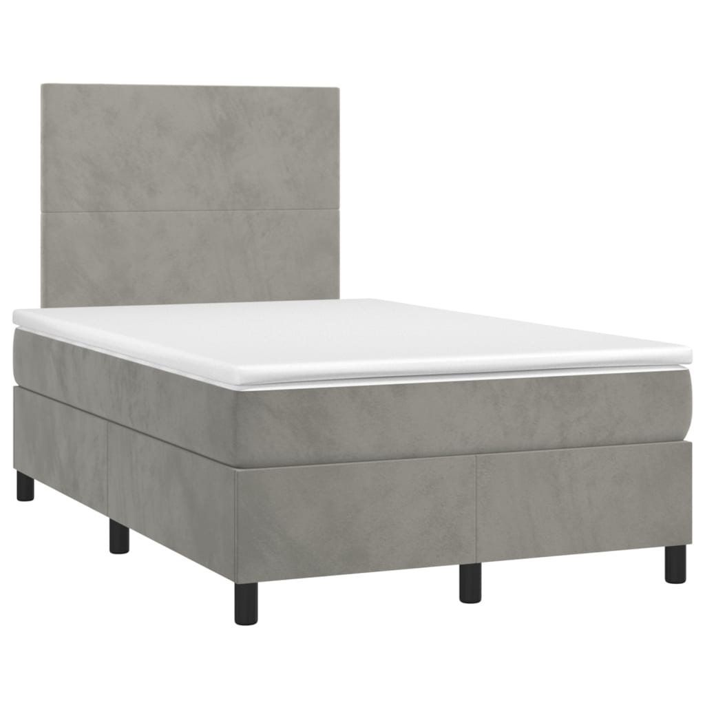 vidaXL Κρεβάτι Boxspring με Στρώμα Ανοιχτό Γκρι 120x200 εκ. Βελούδινο