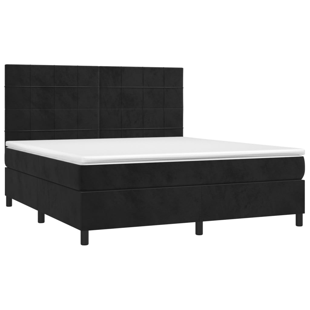 vidaXL Κρεβάτι Boxspring με Στρώμα Μαύρο 160x200 εκ. Βελούδινο