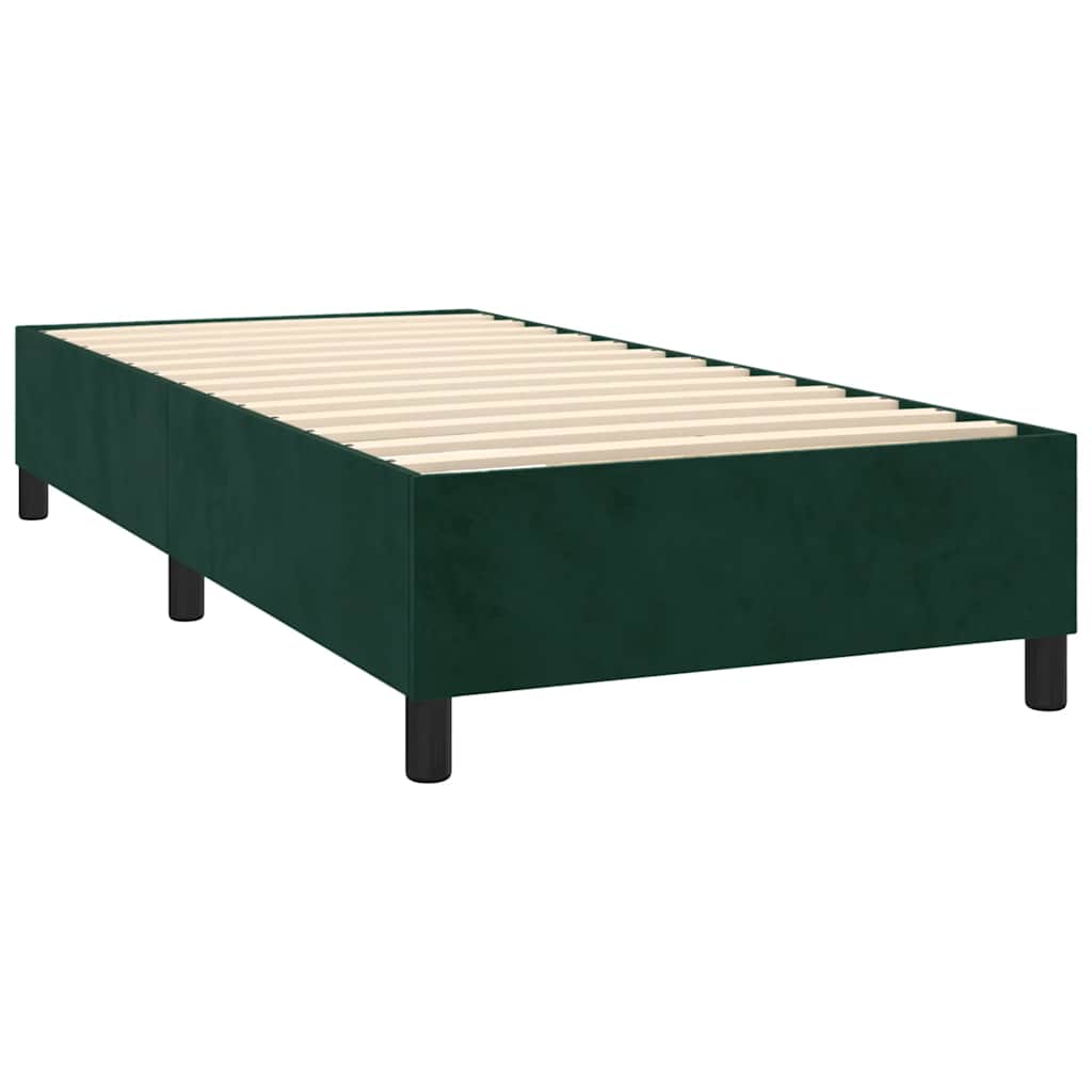 vidaXL Κρεβάτι Boxspring με Στρώμα Σκούρο Πράσινο 100x200εκ. Βελούδινο