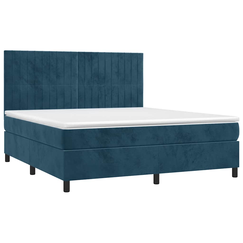 vidaXL Κρεβάτι Boxspring με Στρώμα Σκούρο Μπλε 180x200 εκ. Βελούδινο
