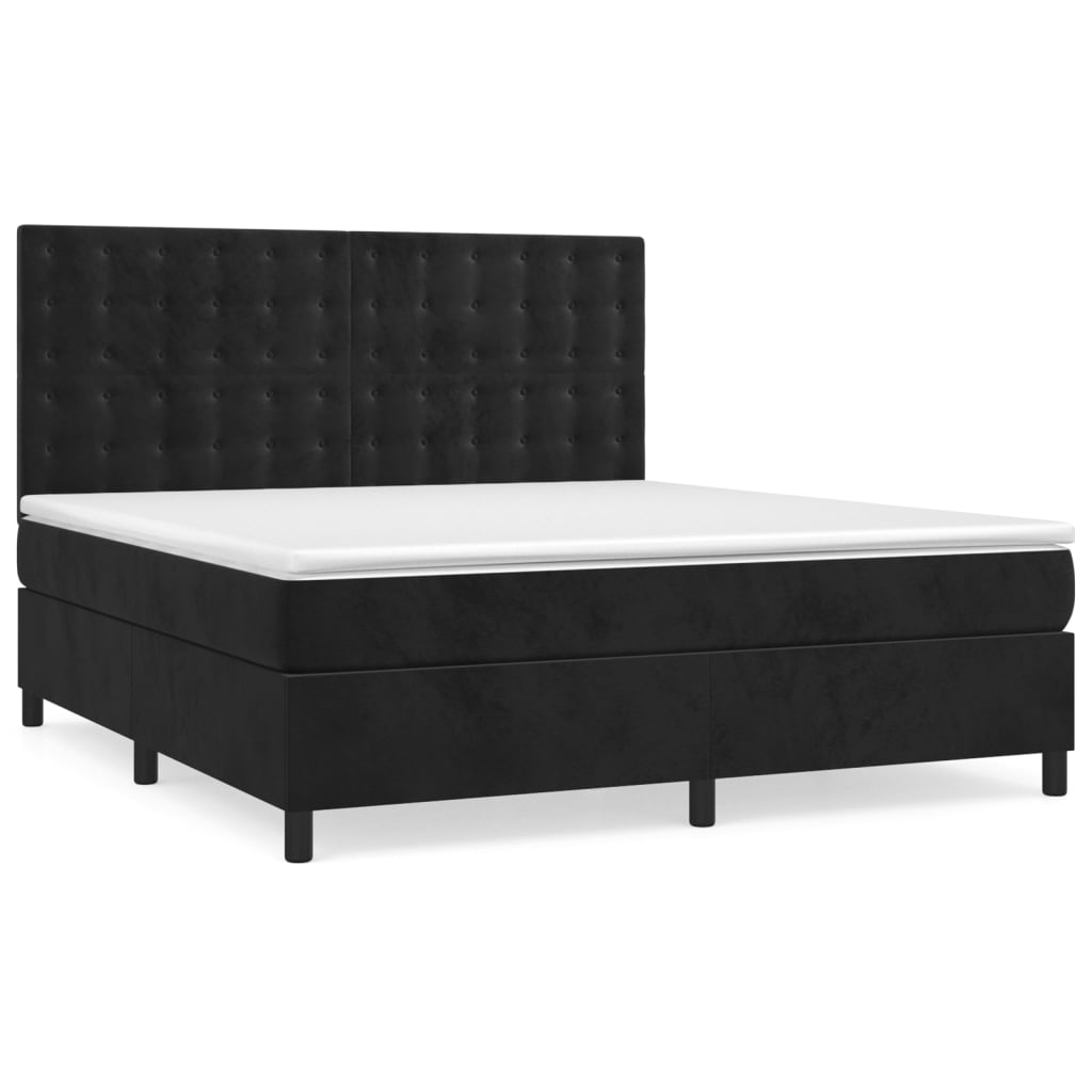 vidaXL Κρεβάτι Boxspring με Στρώμα Μαύρο 160x200 εκ. Βελούδινο