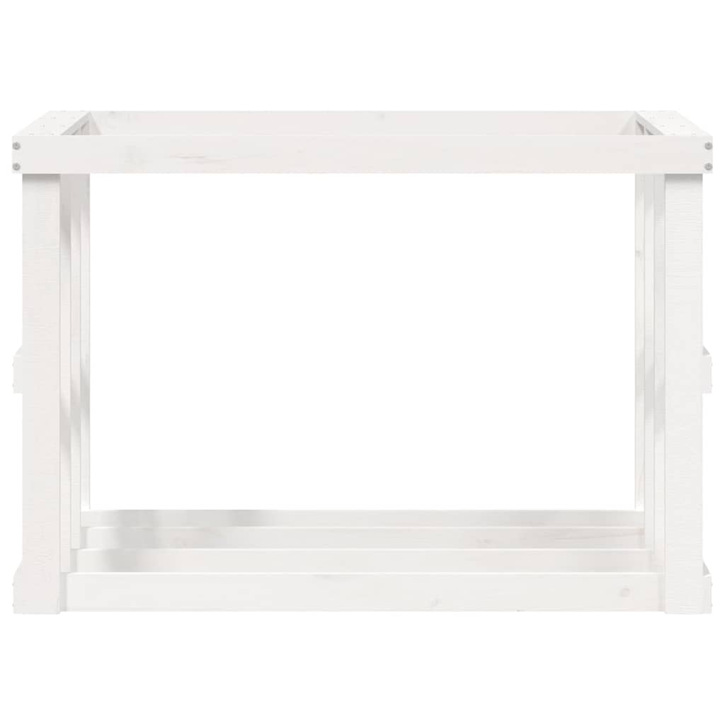 vidaXL Ξυλοθήκη Εξ. Χώρου Λευκή 108x52x74 εκ. από Μασίφ Ξύλο Πεύκου