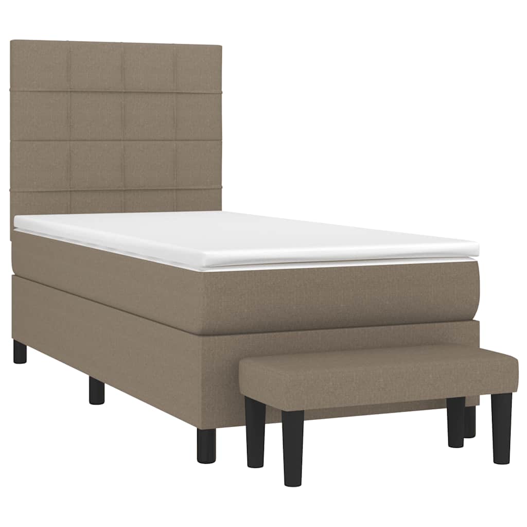 vidaXL Κρεβάτι Boxspring με Στρώμα Taupe 90x190 εκ.Υφασμάτινο