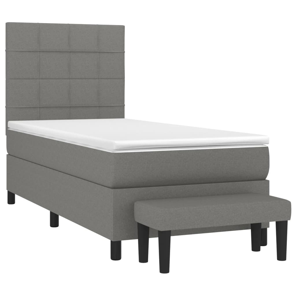 vidaXL Κρεβάτι Boxspring με Στρώμα Σκούρο Γκρι 100x200 εκ. Υφασμάτινο