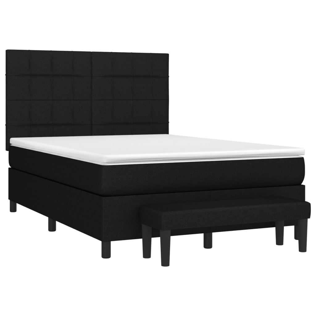 vidaXL Κρεβάτι Boxspring με Στρώμα Μαύρο 140x190 εκ. Υφασμάτινο