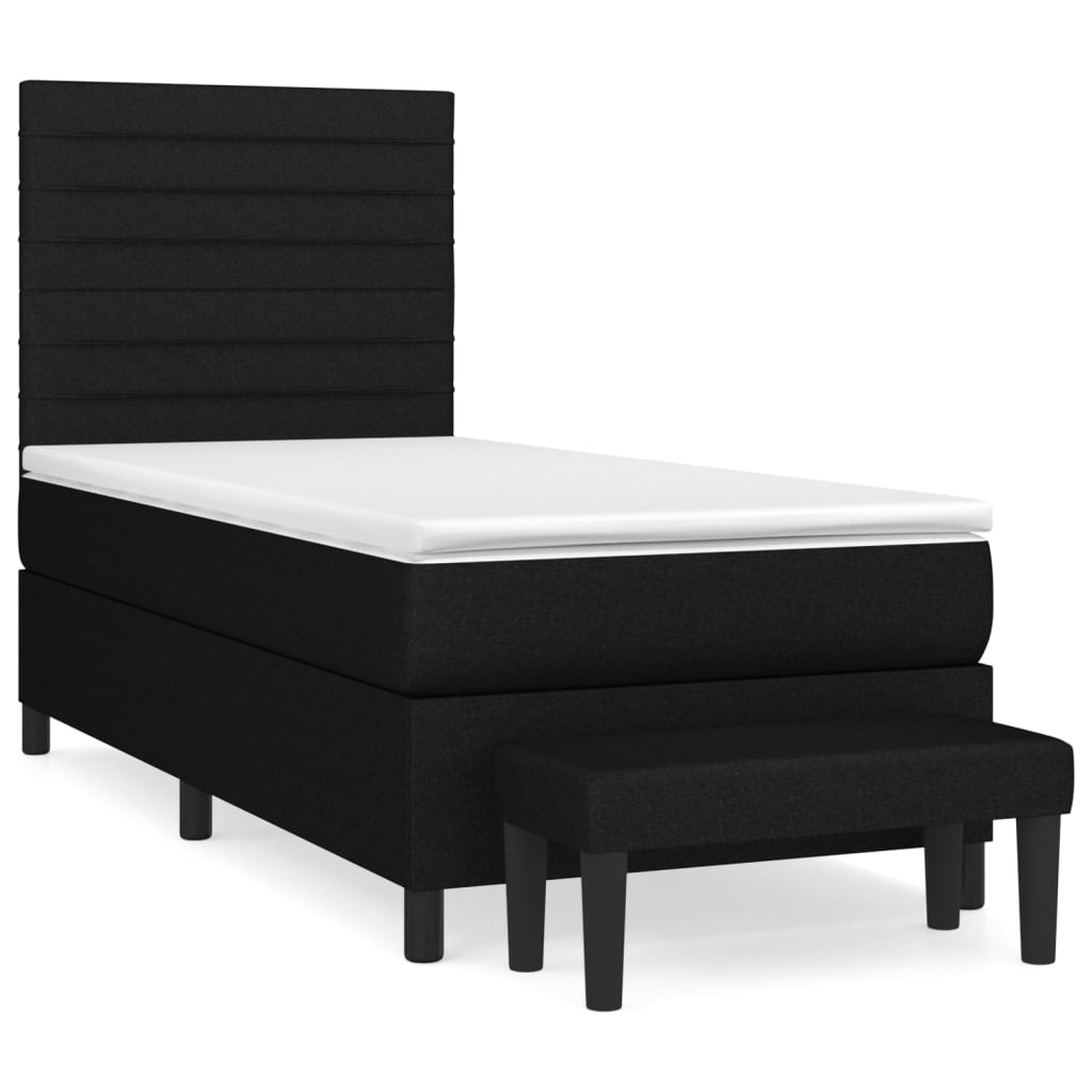vidaXL Κρεβάτι Boxspring με Στρώμα Μαύρο 90x200 εκ. Υφασμάτινο